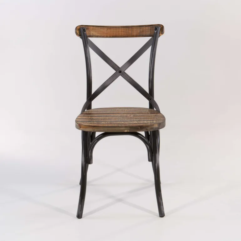 MadieChaise bistrot vintage en bois et métal noir patiné