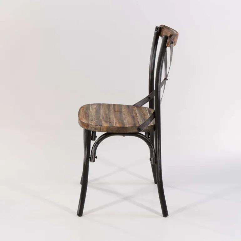 MadieChaise bistrot vintage en bois et métal noir patiné