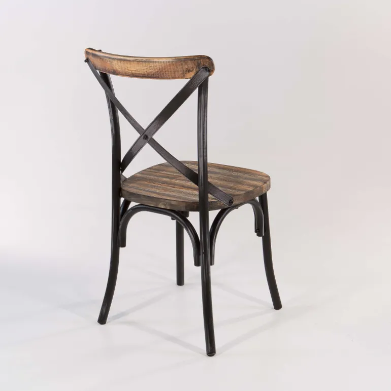 MadieChaise bistrot vintage en bois et métal noir patiné
