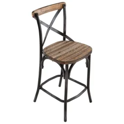 MadieTabouret bistrot en métal patiné et bois vieilli