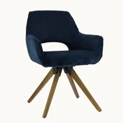 Marius Fauteuil cocooning pivotant en tissu avec pieds bois