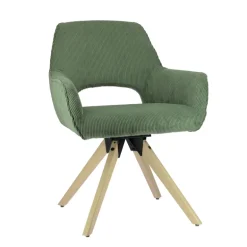 Marius Fauteuil cocooning pivotant en tissu avec pieds bois