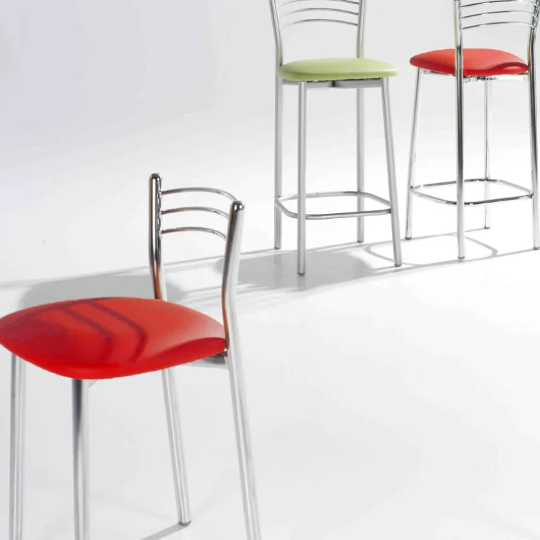 Marta Tabouret snack de cuisine en métal assise rembourrée