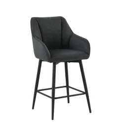 MartinTabouret snack pivotant avec accoudoirs en tissu recyclé et pieds en métal