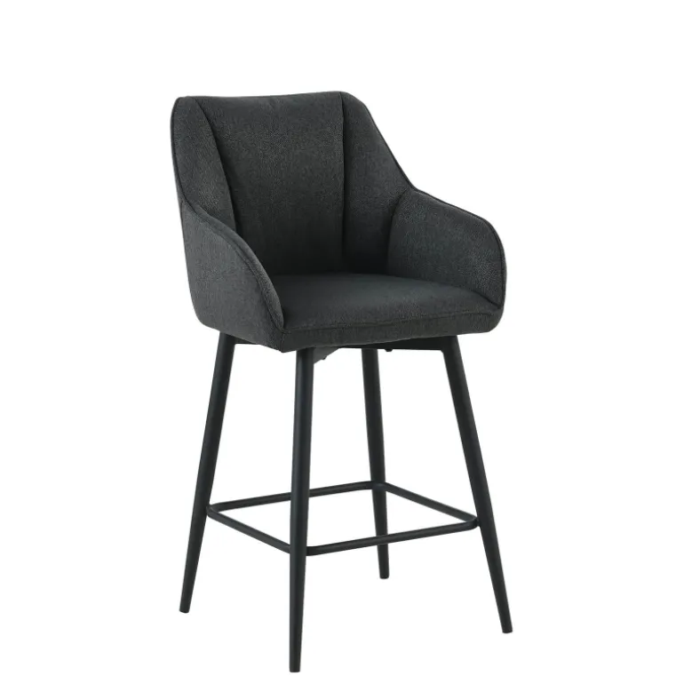 MartinTabouret snack pivotant avec accoudoirs en tissu recyclé et pieds en métal