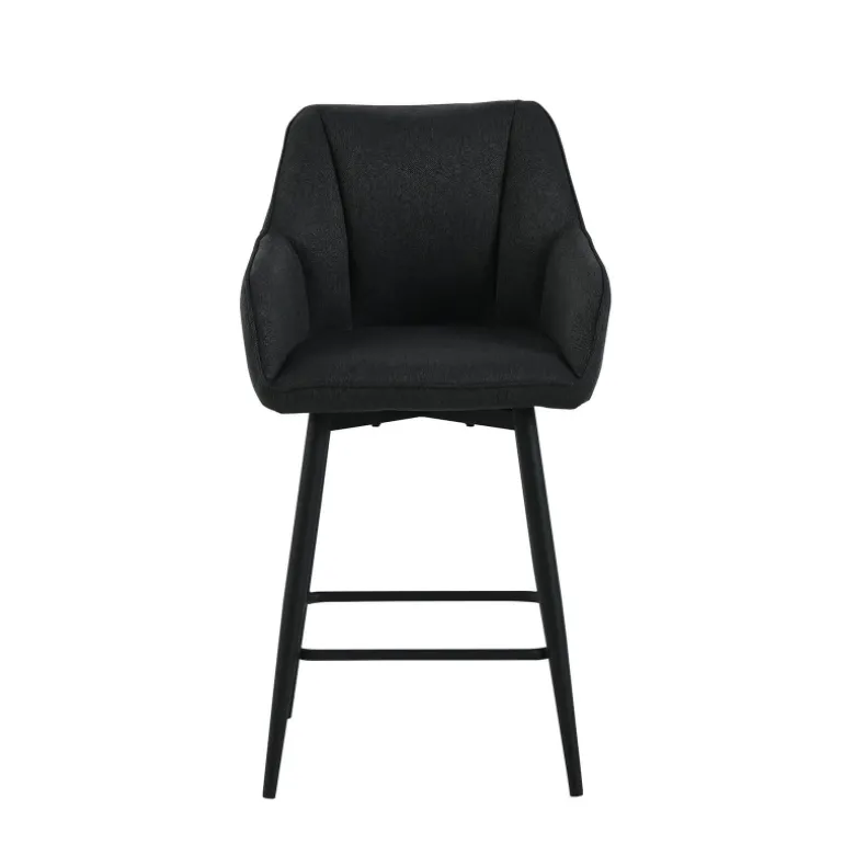 MartinTabouret snack pivotant avec accoudoirs en tissu recyclé et pieds en métal