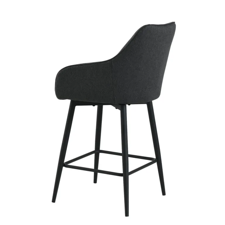 MartinTabouret snack pivotant avec accoudoirs en tissu recyclé et pieds en métal