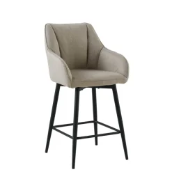 MartinTabouret snack pivotant avec accoudoirs en tissu recyclé et pieds en métal