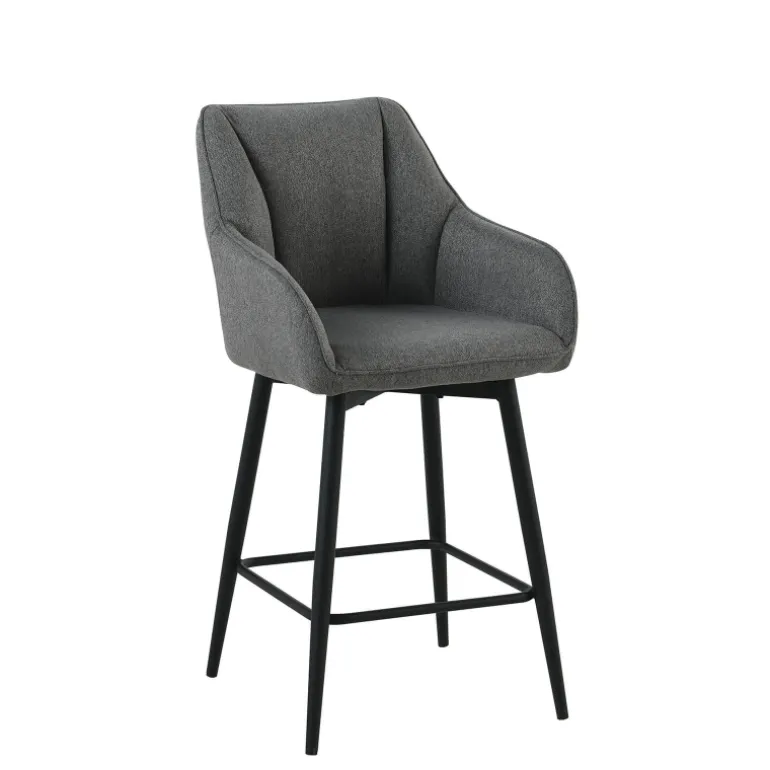 MartinTabouret snack pivotant avec accoudoirs en tissu recyclé et pieds en métal