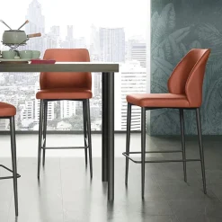 Mathilde Tabouret snack moderne rembourré pieds en métal