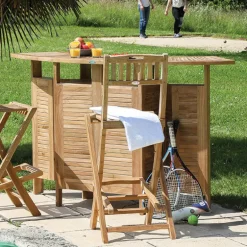MenhirBar de jardin avec rangement pliable en teck massif