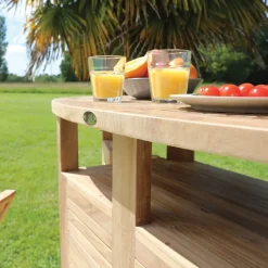 MenhirBar de jardin avec rangement pliable en teck massif