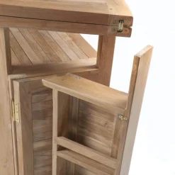 MenhirBar de jardin avec rangement pliable en teck massif