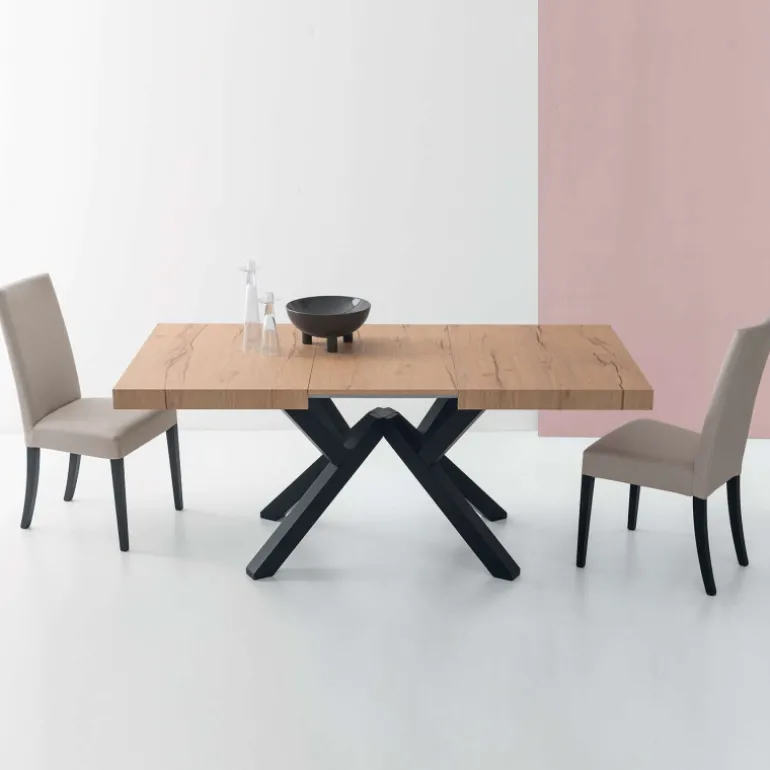 Mikado Connubia© Table extensible design en mélaminé avec pieds en bois