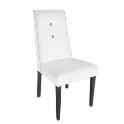 Mila Chaise en tissu rembourrée avec boutons sur le dossier pieds bois