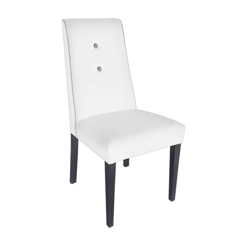 Mila Chaise en tissu rembourrée avec boutons sur le dossier pieds bois