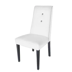 Mila Chaise en tissu rembourrée avec boutons sur le dossier pieds bois