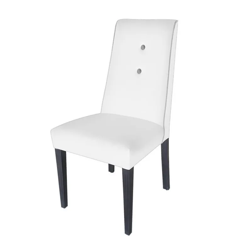 Mila Chaise en tissu rembourrée avec boutons sur le dossier pieds bois