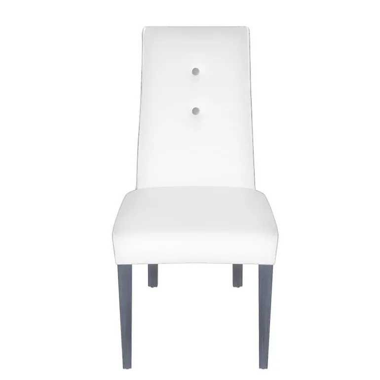 Mila Chaise en tissu rembourrée avec boutons sur le dossier pieds bois