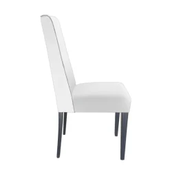 Mila Chaise en tissu rembourrée avec boutons sur le dossier pieds bois