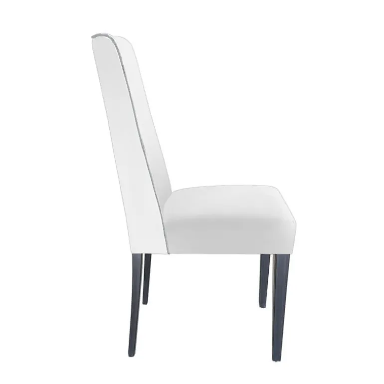 Mila Chaise en tissu rembourrée avec boutons sur le dossier pieds bois