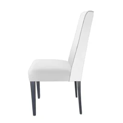 Mila Chaise en tissu rembourrée avec boutons sur le dossier pieds bois