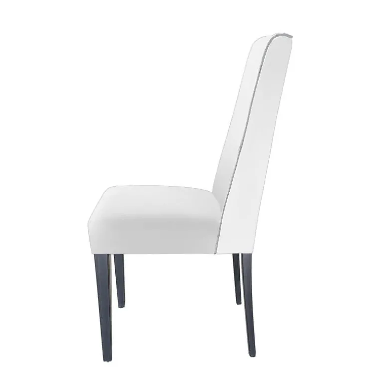 Mila Chaise en tissu rembourrée avec boutons sur le dossier pieds bois