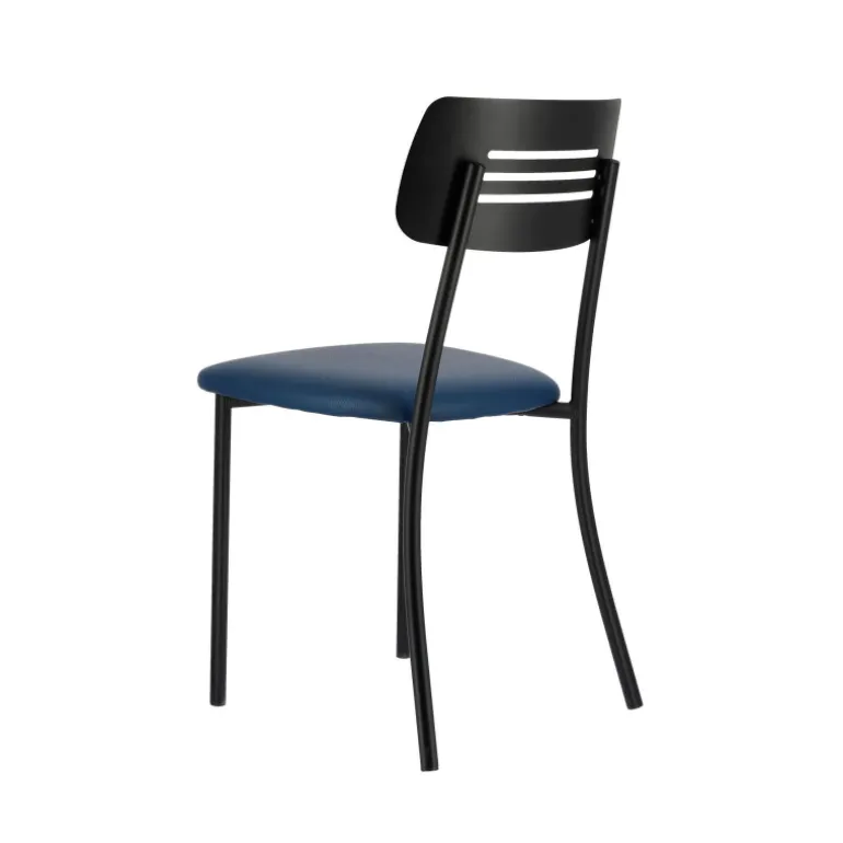 Miro 2 Chaise de cuisine en simili rembourrée avec pieds et dossier strié en métal