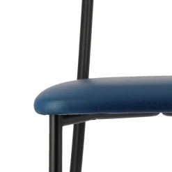 Miro 2 Chaise de cuisine en simili rembourrée avec pieds et dossier strié en métal