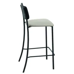 Miro Tabouret snack de cuisine en simili rembourré avec dossier strié en métal
