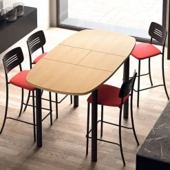 Miro Tabouret snack de cuisine en simili rembourré avec dossier strié en métal