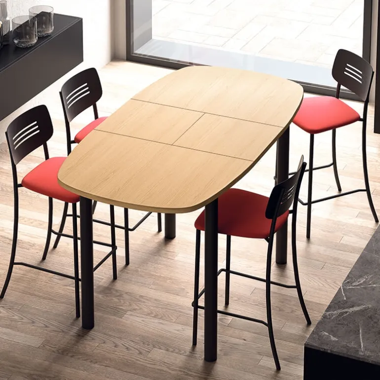 Miro Tabouret snack de cuisine en simili rembourré avec dossier strié en métal