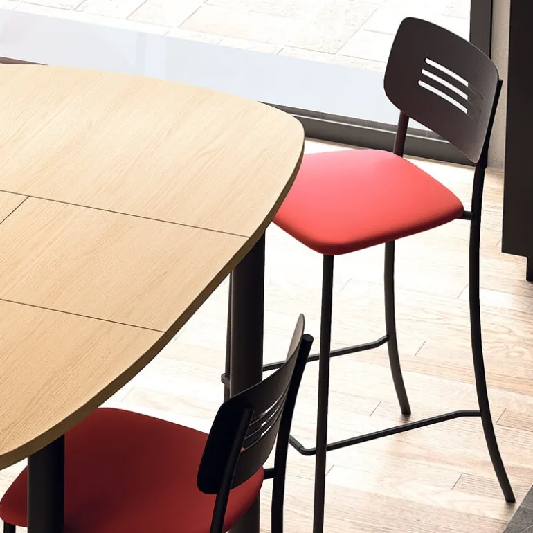 Miro Tabouret snack de cuisine en simili rembourré avec dossier strié en métal