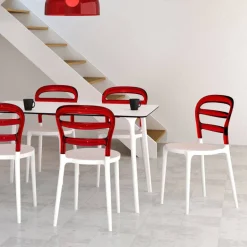 Miss Bibi Chaise moderne en polycarbonate transparent et polypropylène