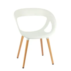 Moema Fauteuil design italien coque ajourée en technopolymère et pieds en bois