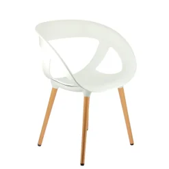 Moema Fauteuil design italien coque ajourée en technopolymère et pieds en bois