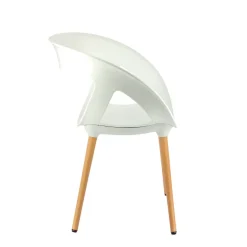 Moema Fauteuil design italien coque ajourée en technopolymère et pieds en bois