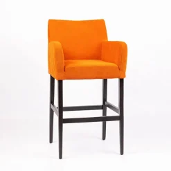 Moritz line Tabouret de bar en tissu avec accoudoirs dos matelassé et pieds en bois