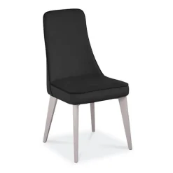 Nadine Chaise de salle à manger italienne en synthétique et pieds en bois massif