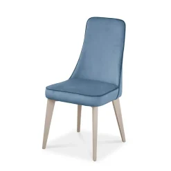 Nadine Chaise de salle à manger en tissu et pieds en bois fabriquée en Italie