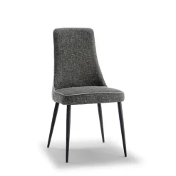Nadine Chaise de salle à manger italienne en tissu et pieds en métal