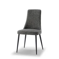 Nadine Chaise de salle à manger italienne en tissu et pieds en métal