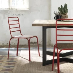 Nantes Chaise en métal vintage assise bois