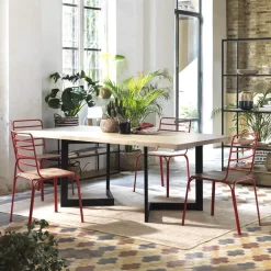 Nantes Chaise en métal vintage assise bois