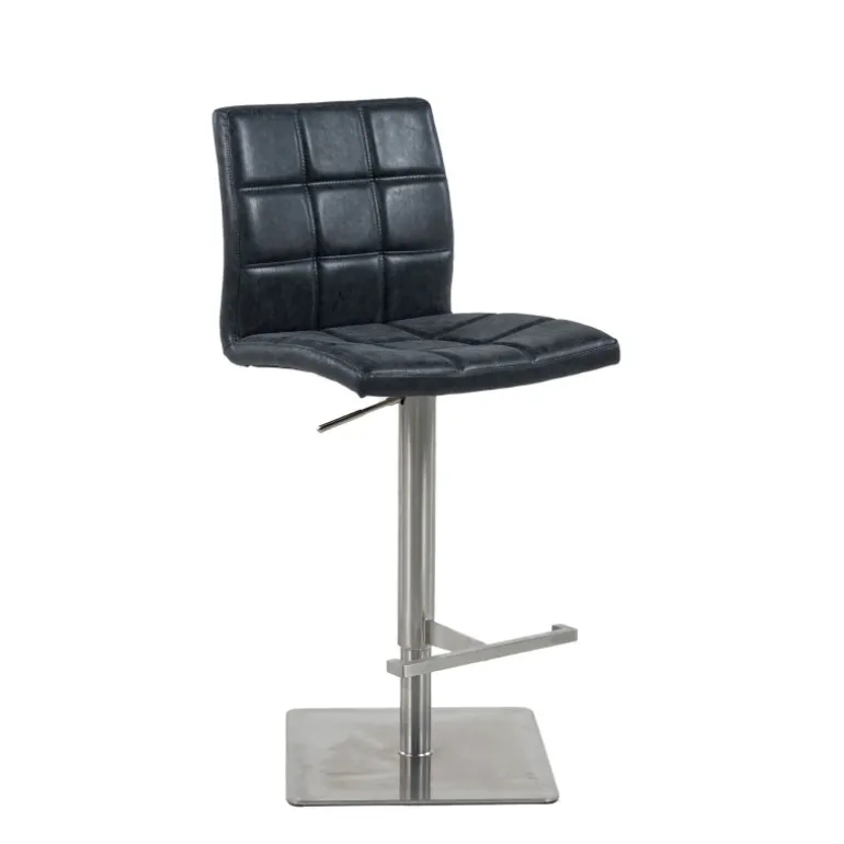 NantesTabouret ajustable en hauteur coque matelassée et structure en acier brossé