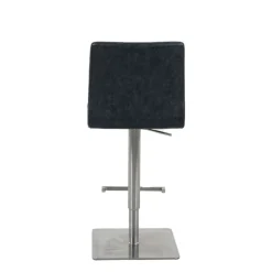 NantesTabouret ajustable en hauteur coque matelassée et structure en acier brossé