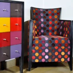 Nathan Fauteuil art déco fabriqué en France en tissu et bois massif