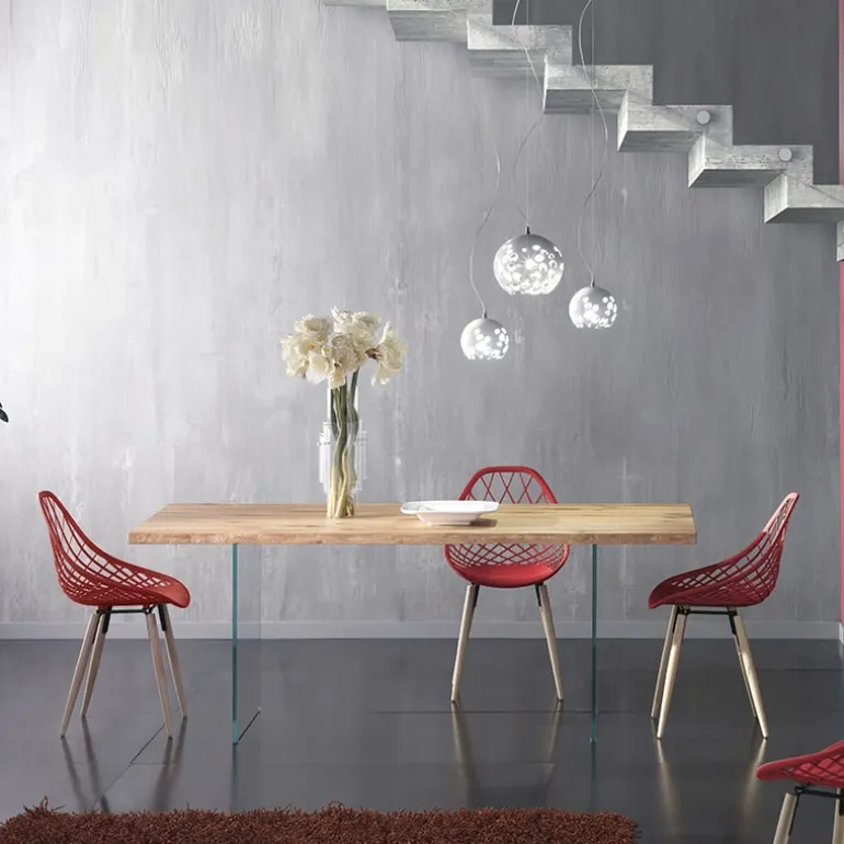 Nemesi 13.05 Table design rectangulaire en bois avec pieds en verre