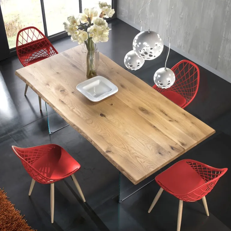 Nemesi 13.05 Table design rectangulaire en bois avec pieds en verre