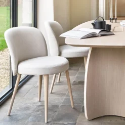 Neo Mobitec ® Chaise cosy confortable en tissu et pieds bois